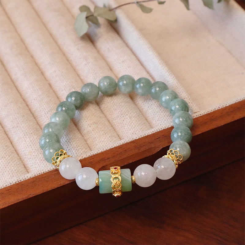 Braccialetto portafortuna con fibbia della pace in giada a doppio strato singolo Buddha Stones