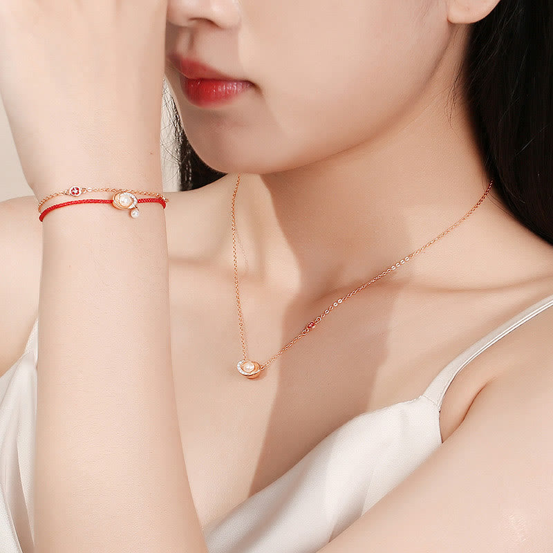 Buddha Stones Argento Sterling 925 Lingotti di Perle Monete di Rame Collana di Guarigione Ciondolo Braccialetto di Corda Rossa Set - image 1