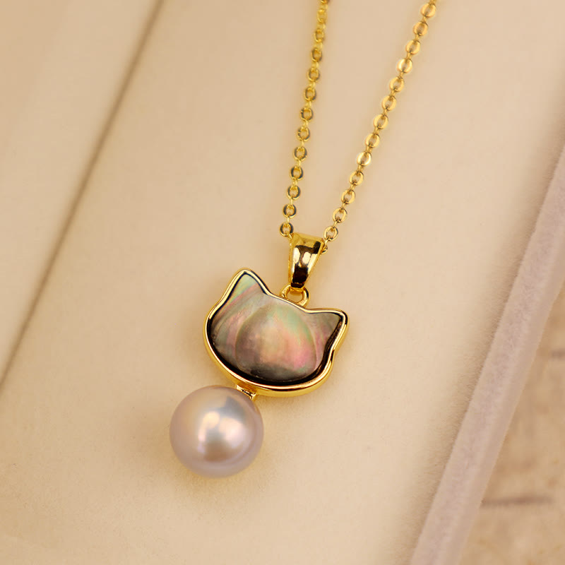 Buddha Stones Perla naturale Rame Gatto Guarigione Collana Ciondolo Orecchini - image 7