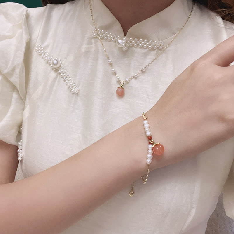 Buddha Stones placcate in oro rame naturale agata Yanyuan perla collana pendente braccialetto orecchini set positivo