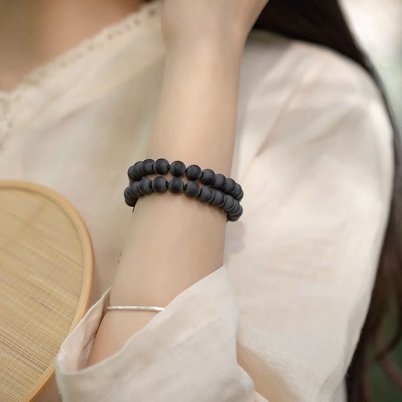 Braccialetto di guarigione Bodhi Lotus con doppio strato di cipresso tibetano Buddha Stones