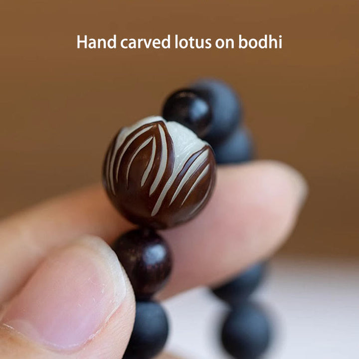Braccialetto di guarigione Bodhi Lotus con doppio strato di cipresso tibetano Buddha Stones