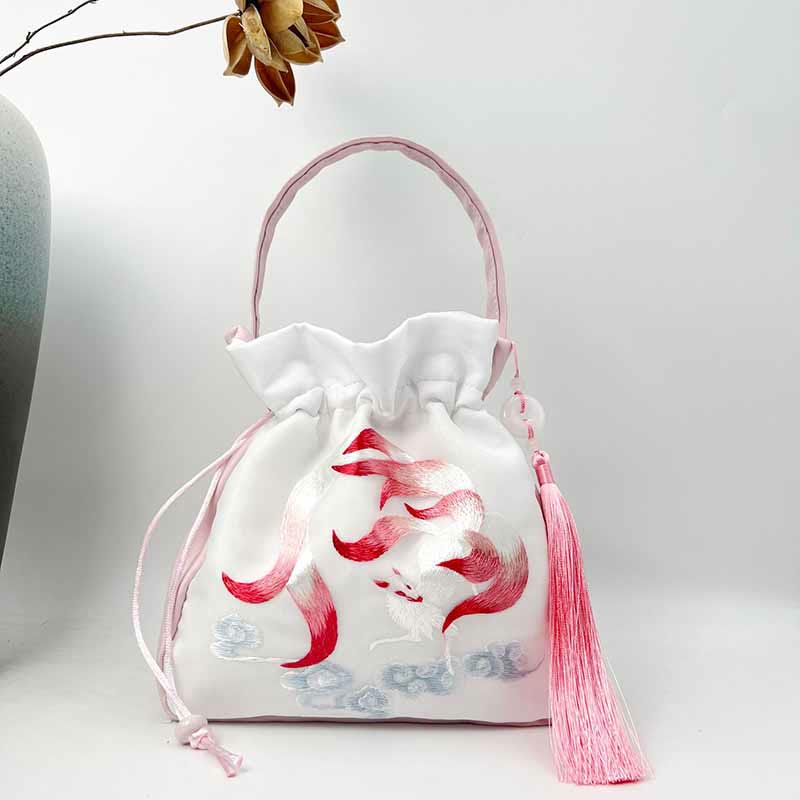 Buddha Stones Suzhou Ricamo Coniglio Loto Epiphyllum Peonia Magnolia Tote Borsa a tracolla Borsa a tracolla Borsa a mano