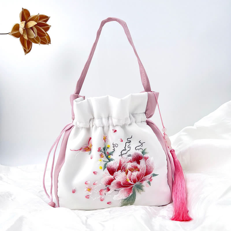 Buddha Stones Suzhou Ricamo Coniglio Loto Epiphyllum Peonia Magnolia Tote Borsa a tracolla Borsa a tracolla Borsa a mano