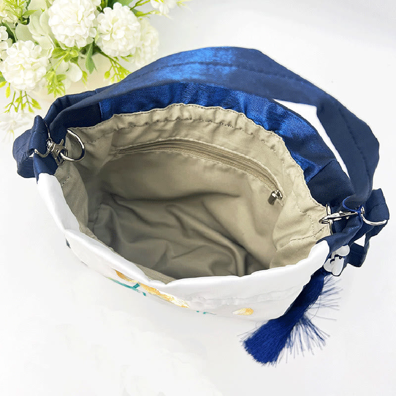 Buddha Stones Suzhou Ricamo Coniglio Loto Epiphyllum Peonia Magnolia Tote Borsa a tracolla Borsa a tracolla Borsa a mano