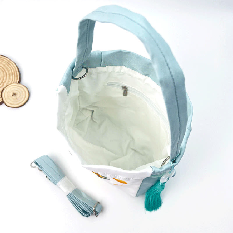 Buddha Stones Suzhou Ricamo Coniglio Loto Epiphyllum Peonia Magnolia Tote Borsa a tracolla Borsa a tracolla Borsa a mano