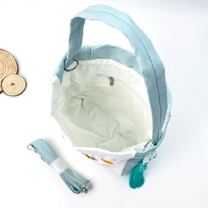 Buddha Stones Suzhou Ricamo Coniglio Loto Epiphyllum Peonia Magnolia Tote Borsa a tracolla Borsa a tracolla Borsa a mano