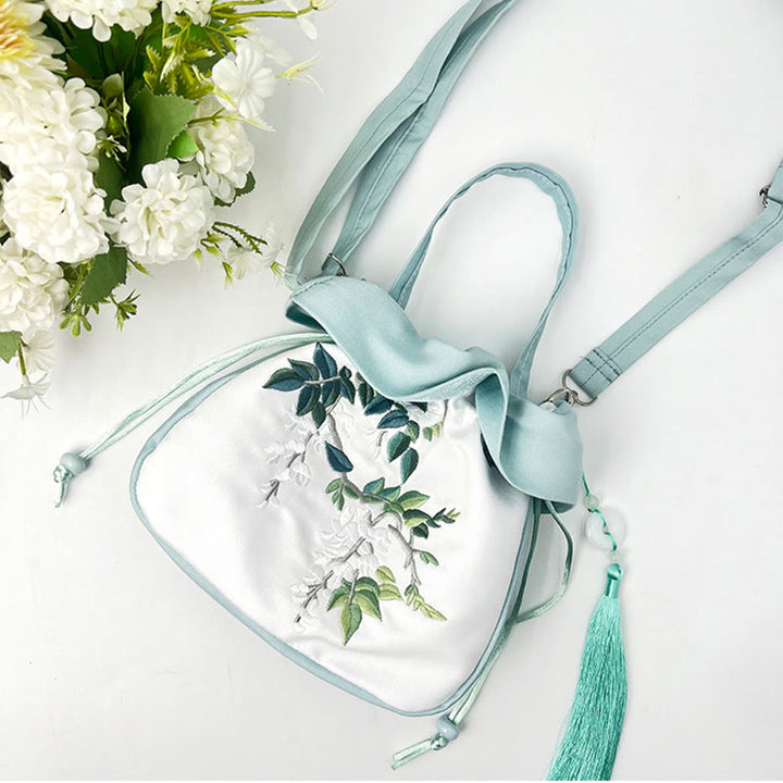 Buddha Stones Suzhou Ricamo Camelia Magnolia Peonia Loto Seta Tote Borsa a Tracolla Borsa a Tracolla Borsa a Mano