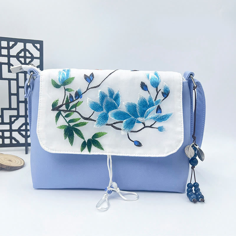 Buddha Stones Ricamato Camelia Epiphyllum Gardenia Sakura Fiori Borsa a Tracolla Borsa a Tracolla Borsa per Cellulare