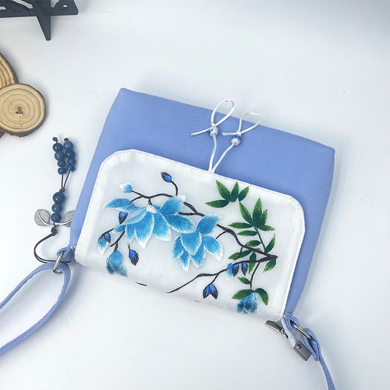 Buddha Stones Ricamato Camelia Epiphyllum Gardenia Sakura Fiori Borsa a Tracolla Borsa a Tracolla Borsa per Cellulare