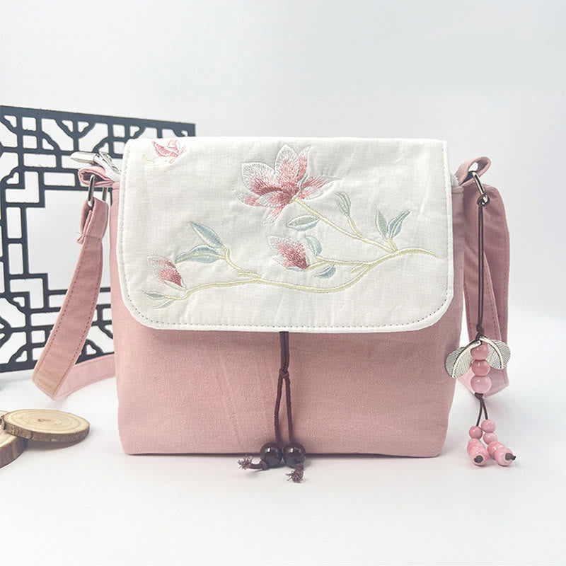 Buddha Stones Ricamato Camelia Epiphyllum Gardenia Sakura Fiori Borsa a Tracolla Borsa a Tracolla Borsa per Cellulare