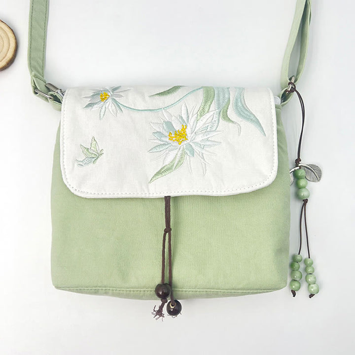 Buddha Stones Ricamato Camelia Epiphyllum Gardenia Sakura Fiori Borsa a Tracolla Borsa a Tracolla Borsa per Cellulare