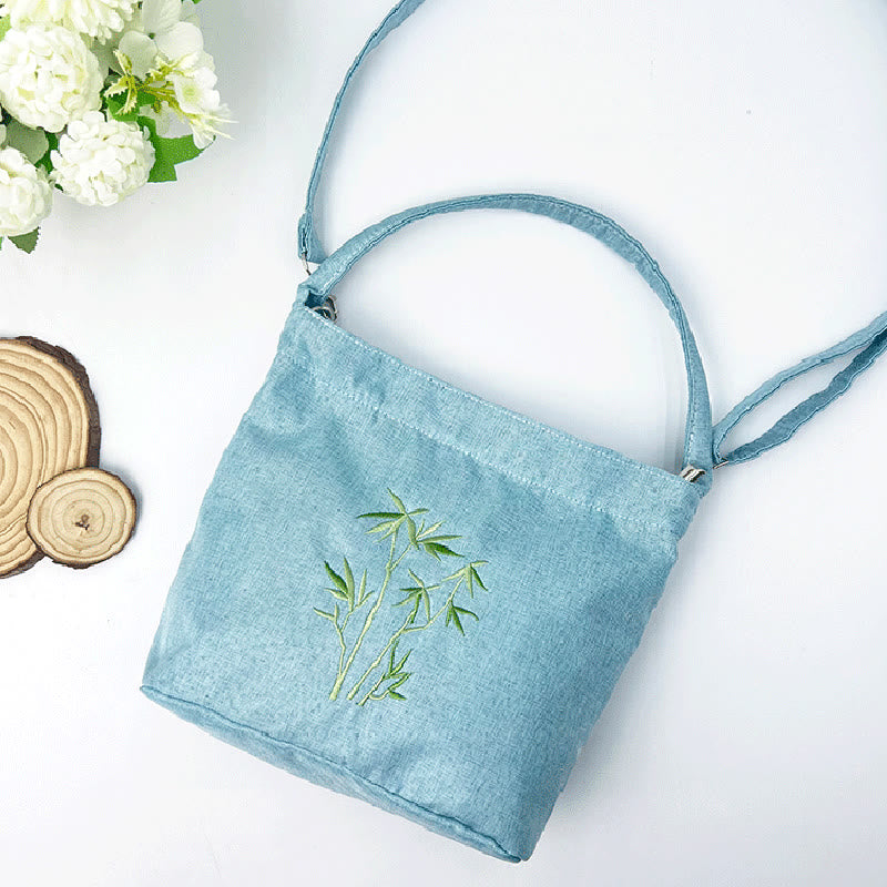 Buddha Stones Ricamo Glicine Prugna Loto Ciliegio Fiore Cotone Lino Tela Tote Borsa A Tracolla Borsa A Mano