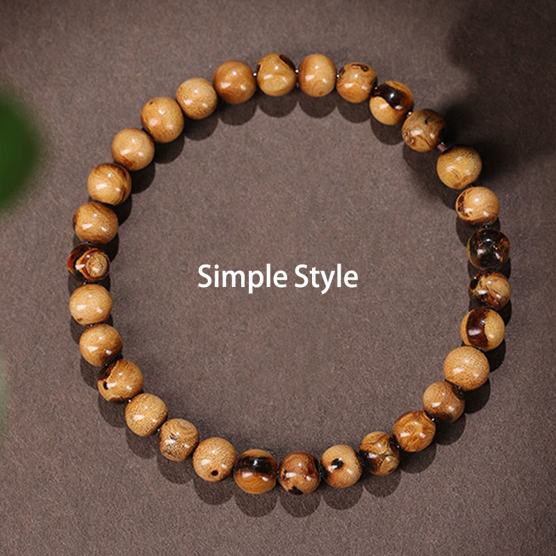 Buddha Stones 925 Sterling Silver Natural Golden Sea Willow Zakiram Dea della Ricchezza Fortuna Fu Carattere Braccialetto di Successo - Versione semplice - 10 mm (circonferenza del polso 14-16 cm) - image 8