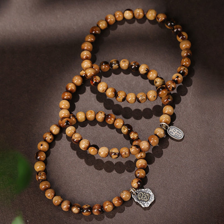 Buddha Stones 925 Sterling Silver Natural Golden Sea Willow Zakiram Dea della Ricchezza Fortuna Fu Carattere Braccialetto di Successo - image 1