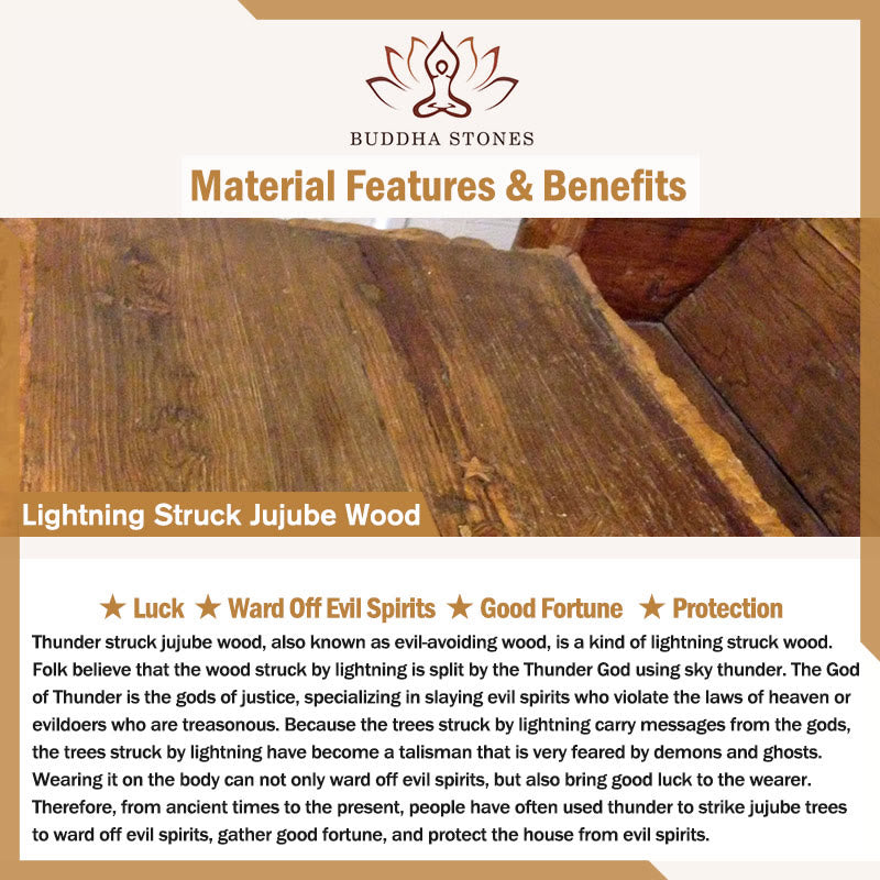 Buddha Stones Naturale Fulmine Colpito Giuggiola Legno PiXiu Moneta di Rame Collana Pendente Portafortuna