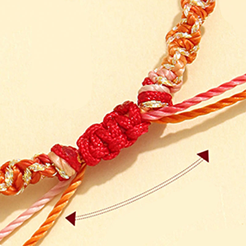 Braccialetto di corda curativa con perline di agata bianca, cristallo rosa e quarzo fragola Buddha Stones