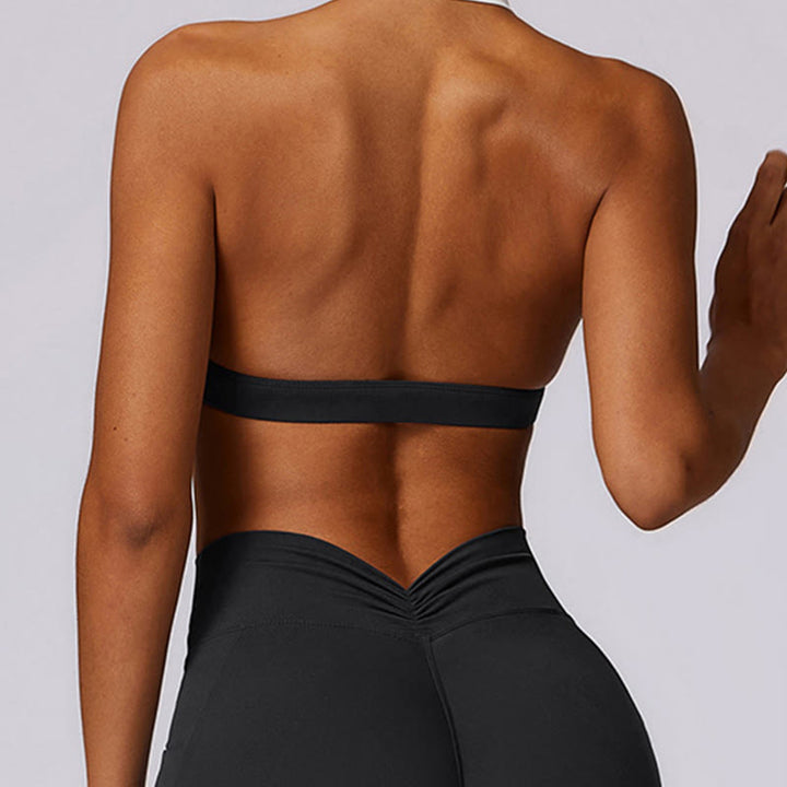 Buddha Stones reggiseno con scollo all'americana tinta unita, manica lunga, canotta corta, pantaloni, sport, fitness, palestra, yoga, outfit