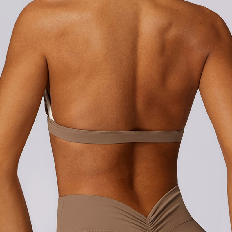 Buddha Stones reggiseno con scollo all'americana tinta unita, manica lunga, canotta corta, pantaloni, sport, fitness, palestra, yoga, outfit