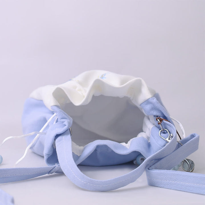 Borsa a tracolla in cotone e lino con Buddha Stones , farfalla ricamata, loto, magnolia, borsa a tracolla