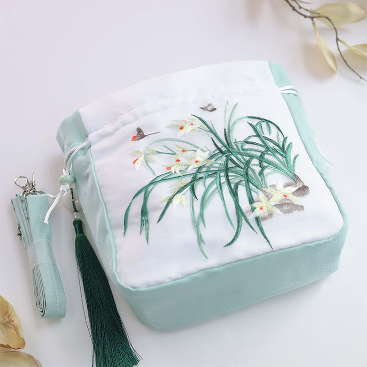 Buddha Stones Suzhou Ricamo Coniglio Loto Epiphyllum Peonia Magnolia Tote Borsa a tracolla Borsa a tracolla Borsa a mano