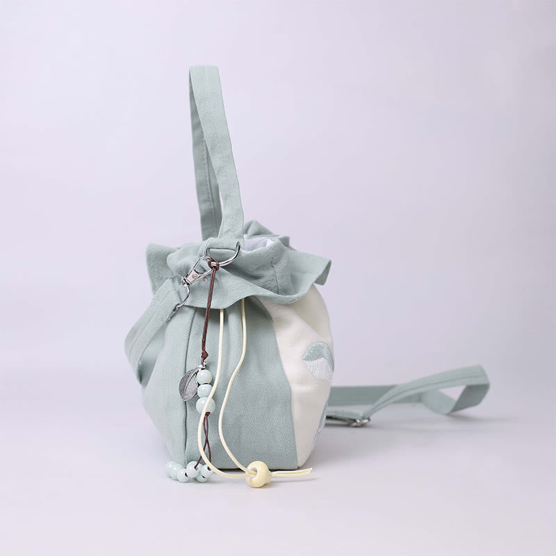 Buddha Stones Suzhou Ricamo Lotus Epiphyllum Magnolia Cotone Lino Tote Borsa A Tracolla Borsa A Mano