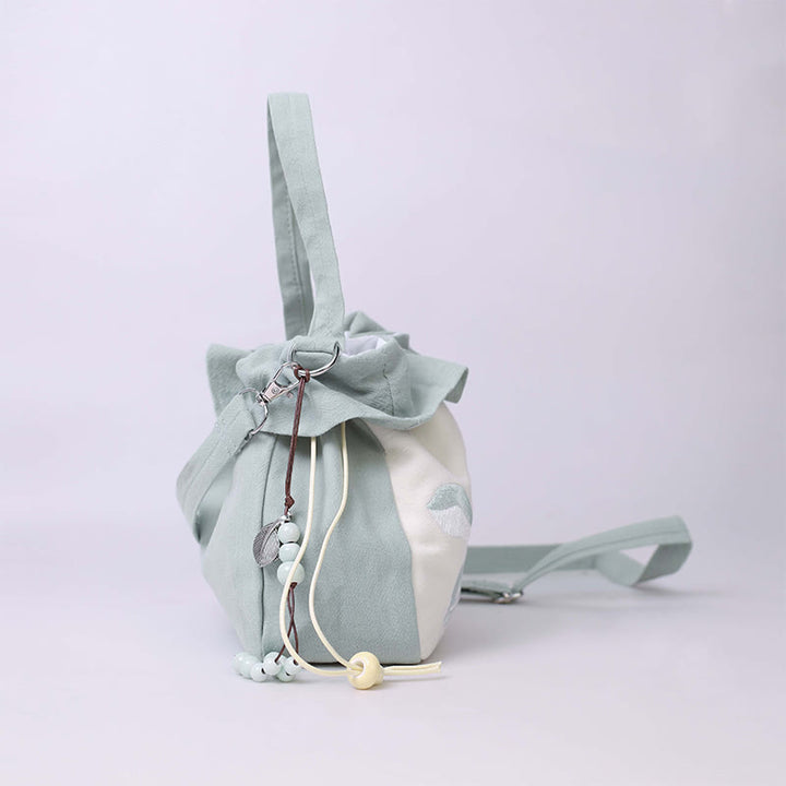 Buddha Stones Suzhou Ricamo Lotus Epiphyllum Magnolia Cotone Lino Tote Borsa A Tracolla Borsa A Mano