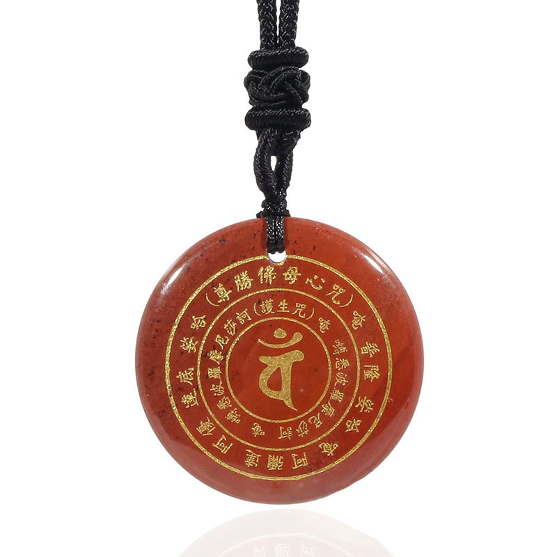 Buddha Stones Vairocana Tathagata Mantra Sanscrito Vari Cristalli Ossidiana Nera Avventurina Verde Forza Collana Pendente