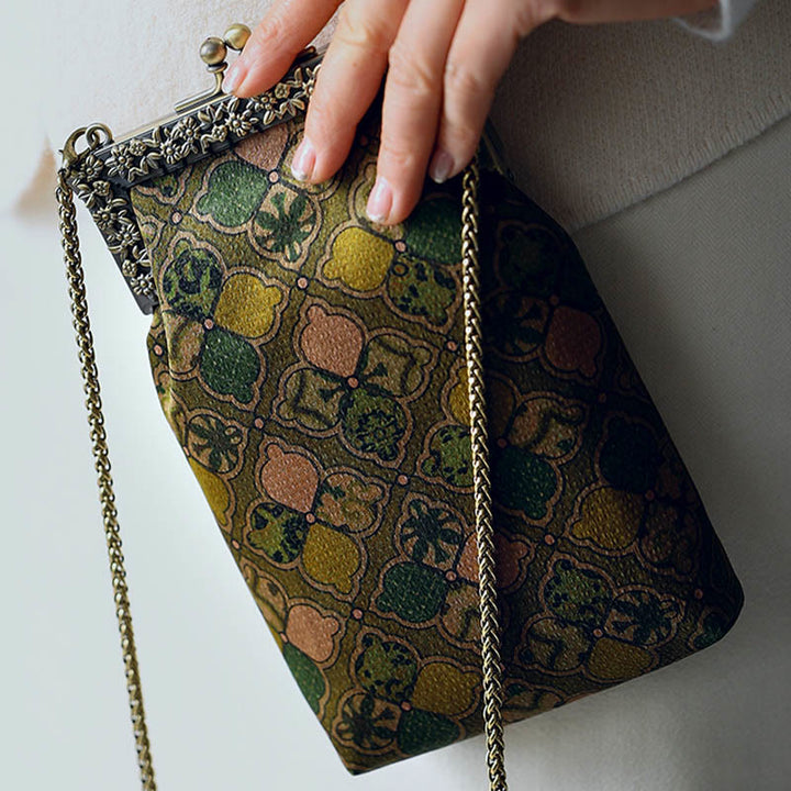 Borsa a mano Buddha Stones verdi, borsa a tracolla con catena in metallo, borsa a tracolla, borsa per cellulare