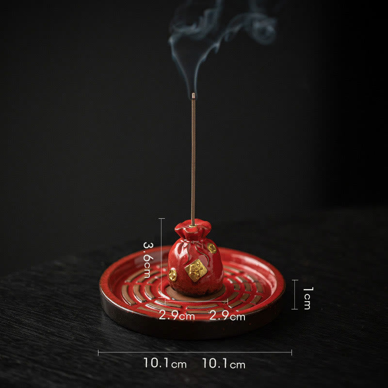 Buddha Stones Piccola ciotola del tesoro Sacchetto fortunato Vassoio Bagua Bastoncino di ceramica curativo Bruciatore di incenso Decorazione