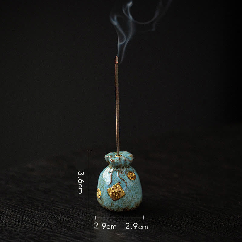 Buddha Stones Piccola ciotola del tesoro Sacchetto fortunato Vassoio Bagua Bastoncino di ceramica curativo Bruciatore di incenso Decorazione