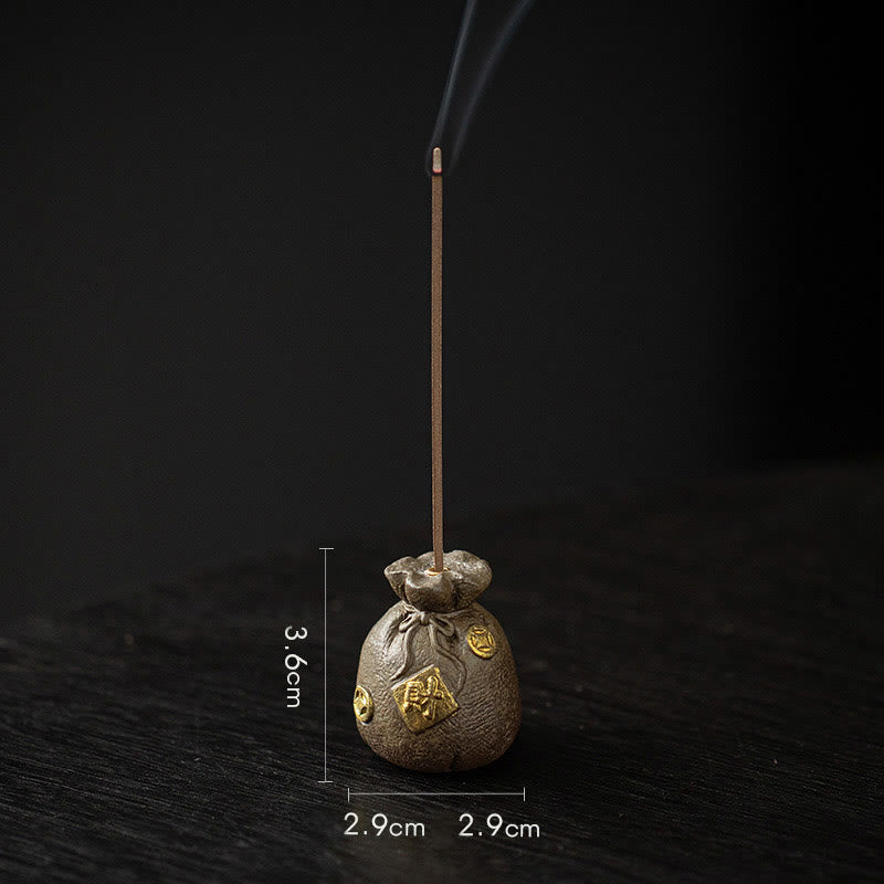 Buddha Stones Piccola ciotola del tesoro Sacchetto fortunato Vassoio Bagua Bastoncino di ceramica curativo Bruciatore di incenso Decorazione