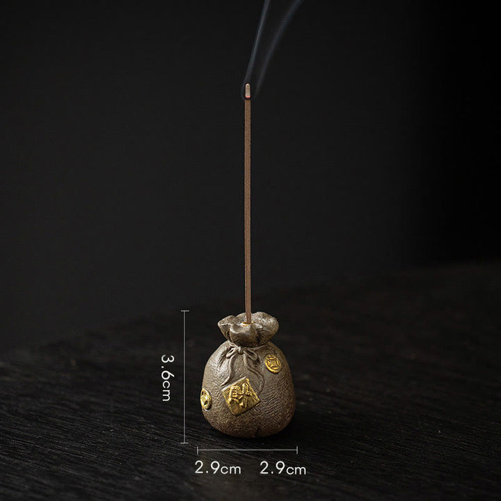 Buddha Stones Piccola ciotola del tesoro Sacchetto fortunato Vassoio Bagua Bastoncino di ceramica curativo Bruciatore di incenso Decorazione