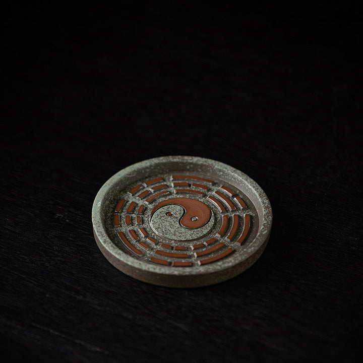 Buddha Stones Piccola ciotola del tesoro Sacchetto fortunato Vassoio Bagua Bastoncino di ceramica curativo Bruciatore di incenso Decorazione