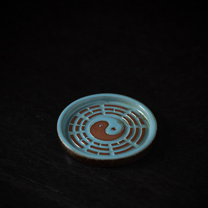 Buddha Stones Piccola ciotola del tesoro Sacchetto fortunato Vassoio Bagua Bastoncino di ceramica curativo Bruciatore di incenso Decorazione