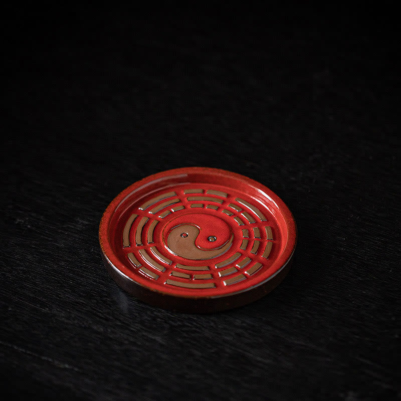 Buddha Stones Piccola ciotola del tesoro Sacchetto fortunato Vassoio Bagua Bastoncino di ceramica curativo Bruciatore di incenso Decorazione