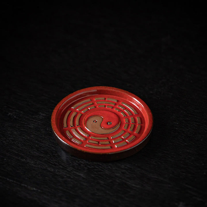 Buddha Stones Piccola ciotola del tesoro Sacchetto fortunato Vassoio Bagua Bastoncino di ceramica curativo Bruciatore di incenso Decorazione