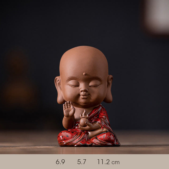 Buddha Stones Mini Gautama Buddha Sakyamuni Kwan Yin Avalokitesvara Ksitigarbha Serenity Decorazione da scrivania in ceramica