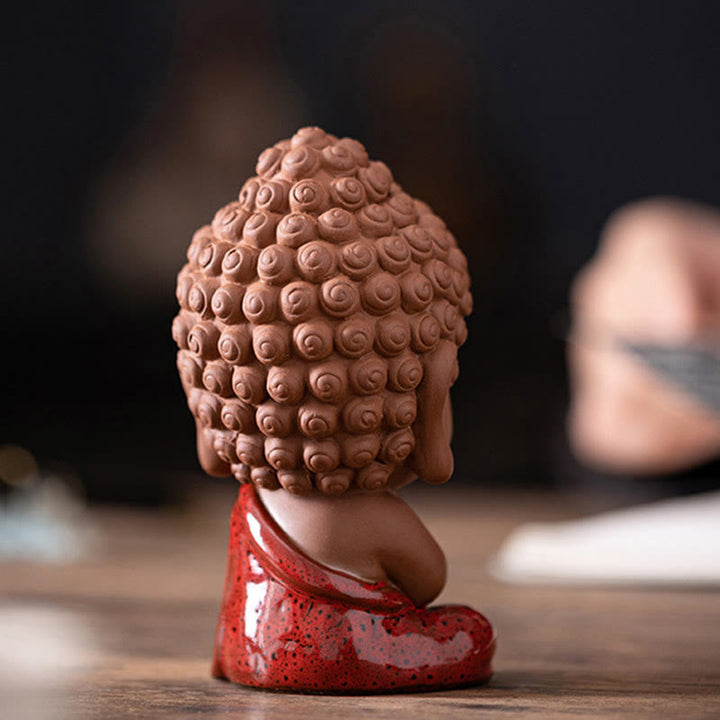 Buddha Stones Mini Gautama Buddha Sakyamuni Kwan Yin Avalokitesvara Ksitigarbha Serenity Decorazione da scrivania in ceramica