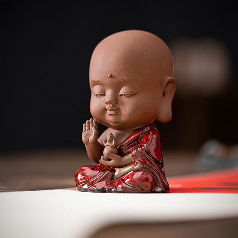 Buddha Stones Mini Gautama Buddha Sakyamuni Kwan Yin Avalokitesvara Ksitigarbha Serenity Decorazione da scrivania in ceramica