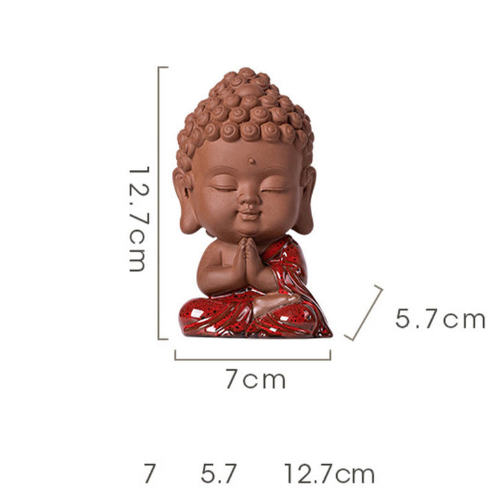 Buddha Stones Mini Gautama Buddha Sakyamuni Kwan Yin Avalokitesvara Ksitigarbha Serenity Decorazione da scrivania in ceramica