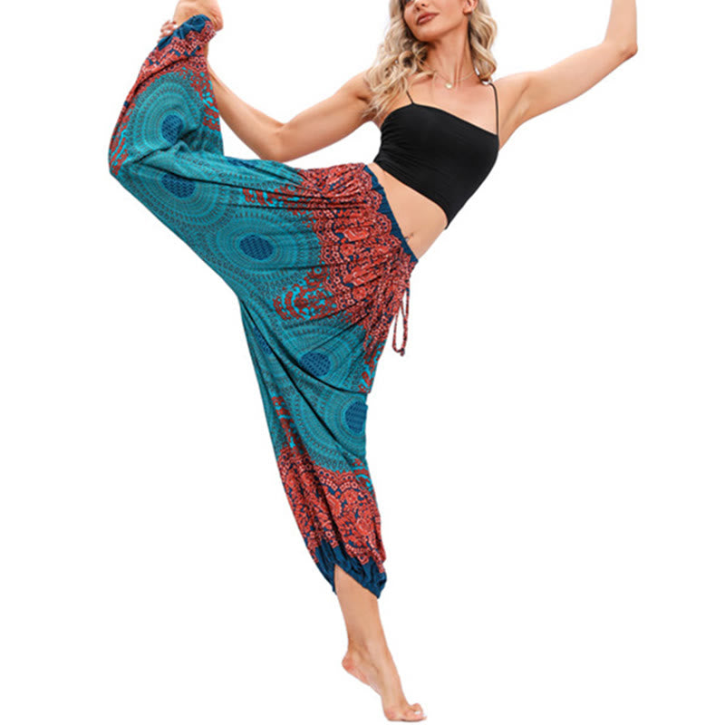 Pantaloni harem con motivo a fiori a forma di cerchio larghi Buddha Stones Pantaloni da yoga da donna - image 10