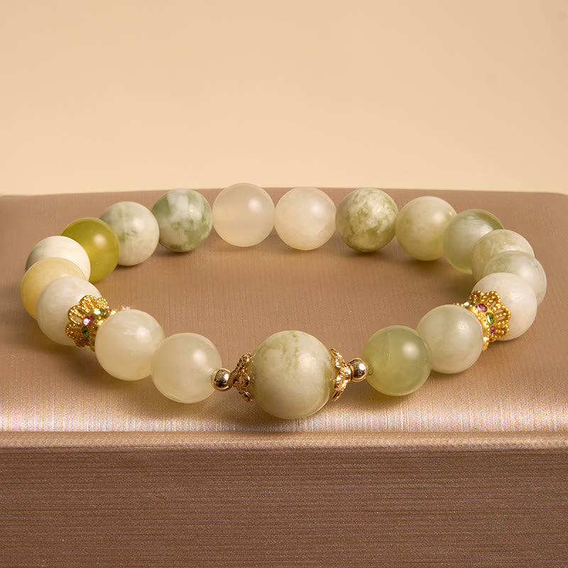 Bracciale Buddha Stones Green Grape Color Jade Abundance