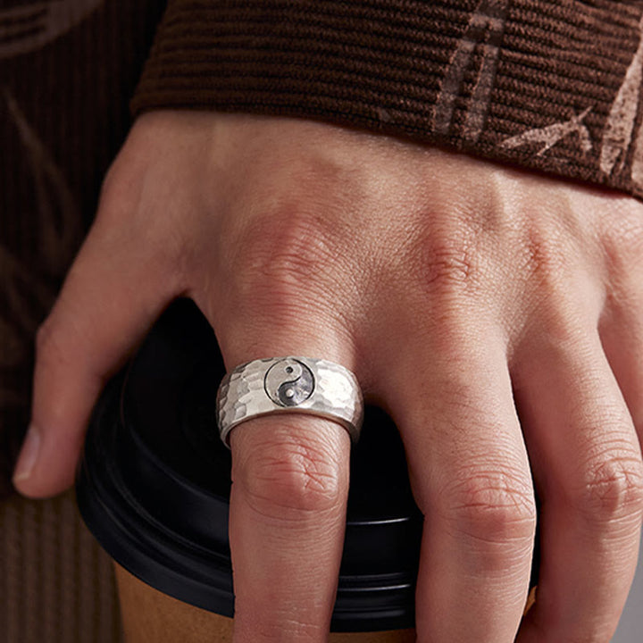 Anello regolabile con simbolo Yin Yang Bagua in argento sterling 999 fatto a mano Buddha Stones - image 9