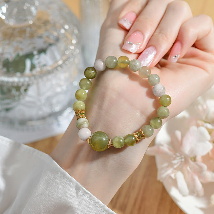 Bracciale Buddha Stones Green Grape Color Jade Abundance