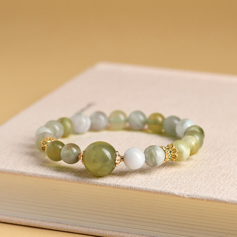 Bracciale Buddha Stones Green Grape Color Jade Abundance