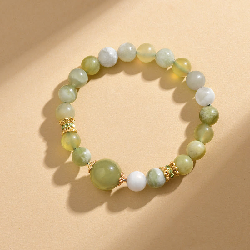 Bracciale Buddha Stones Green Grape Color Jade Abundance