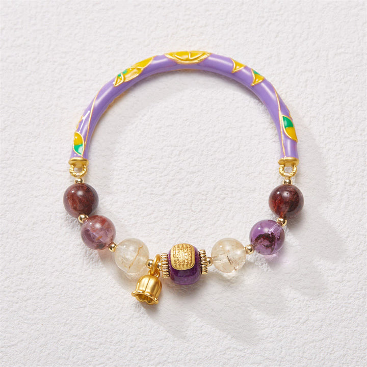 Buddha Stones Viola Fantasma Giada Viola Scrittura Citrino Amore Saggezza Braccialetto
