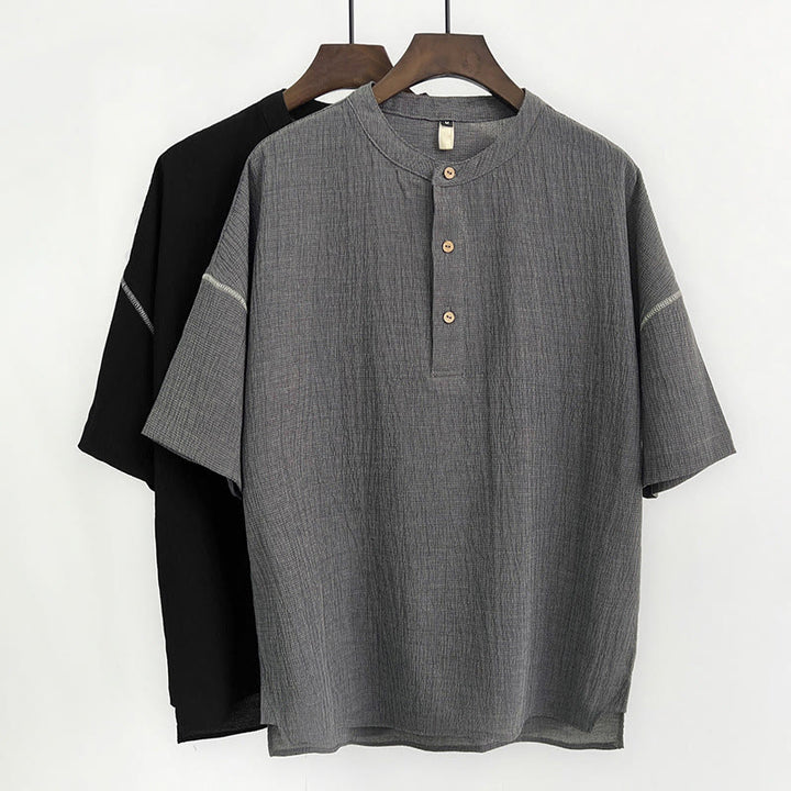 Camicia a maniche corte con bottoni Buddha Stones
