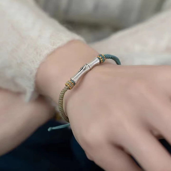 Bracciale intrecciato con protezione in bambù in argento sterling 925 Buddha Stones